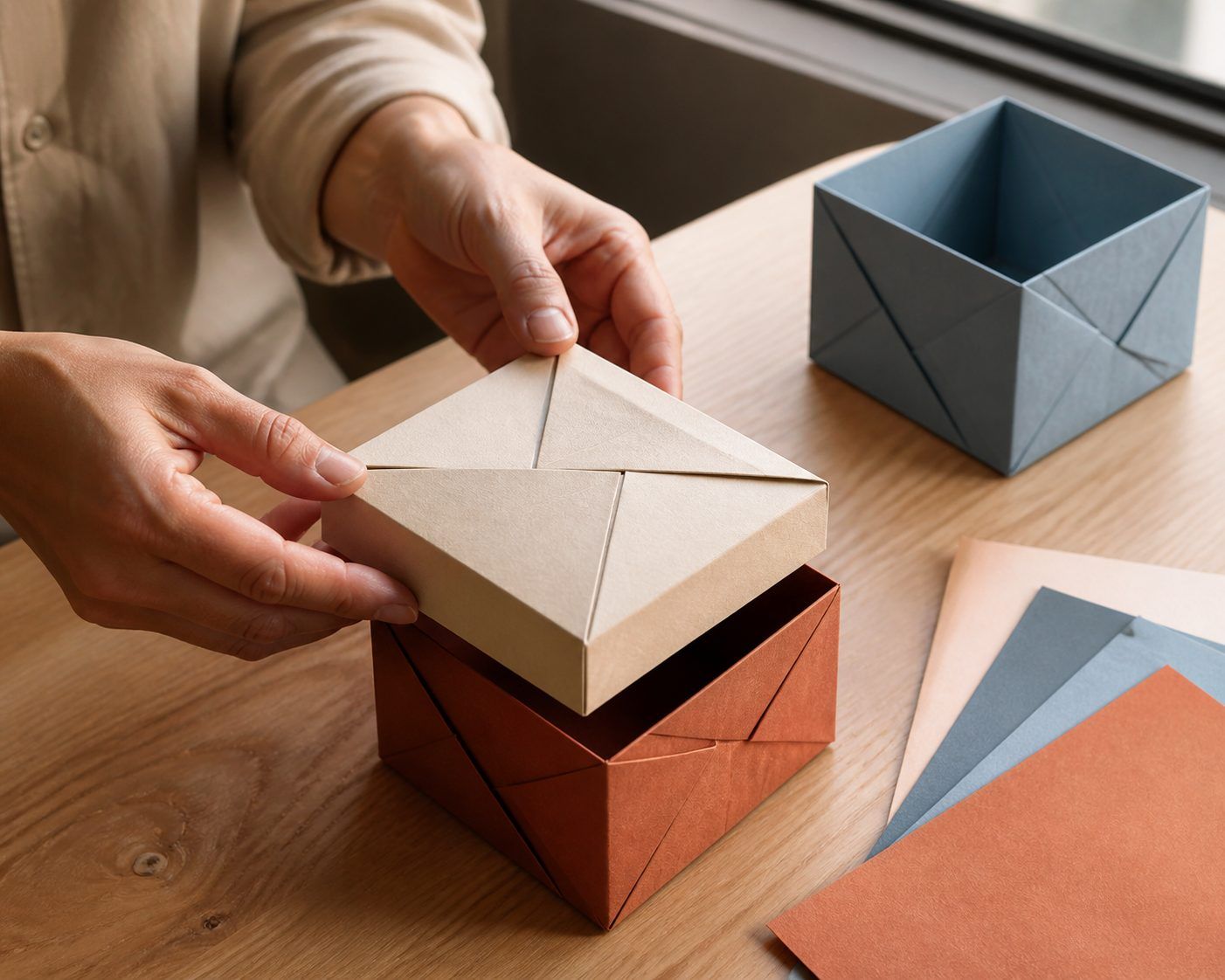 Cómo hacer una tapa y ajustar una caja de papel