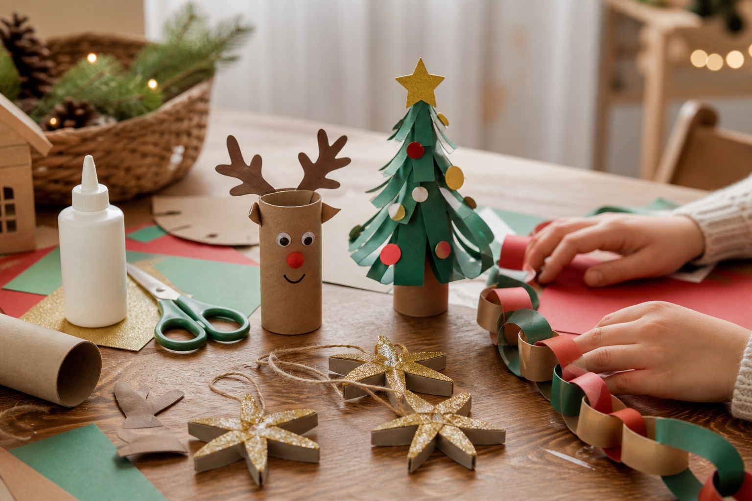 Las manualidades de Navidad con rollos de papel reúnen a la familia