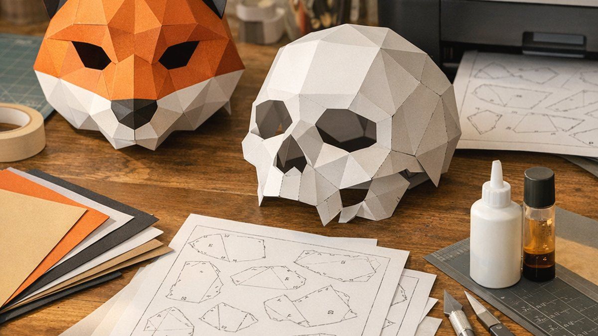 Étapes simples pour monter une máscara papercraft imprimible