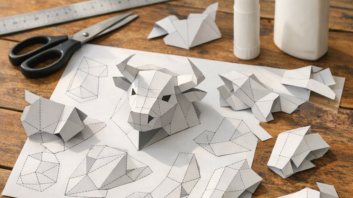 Cómo elegir un bull papercraft PDF y montar un toro 3D