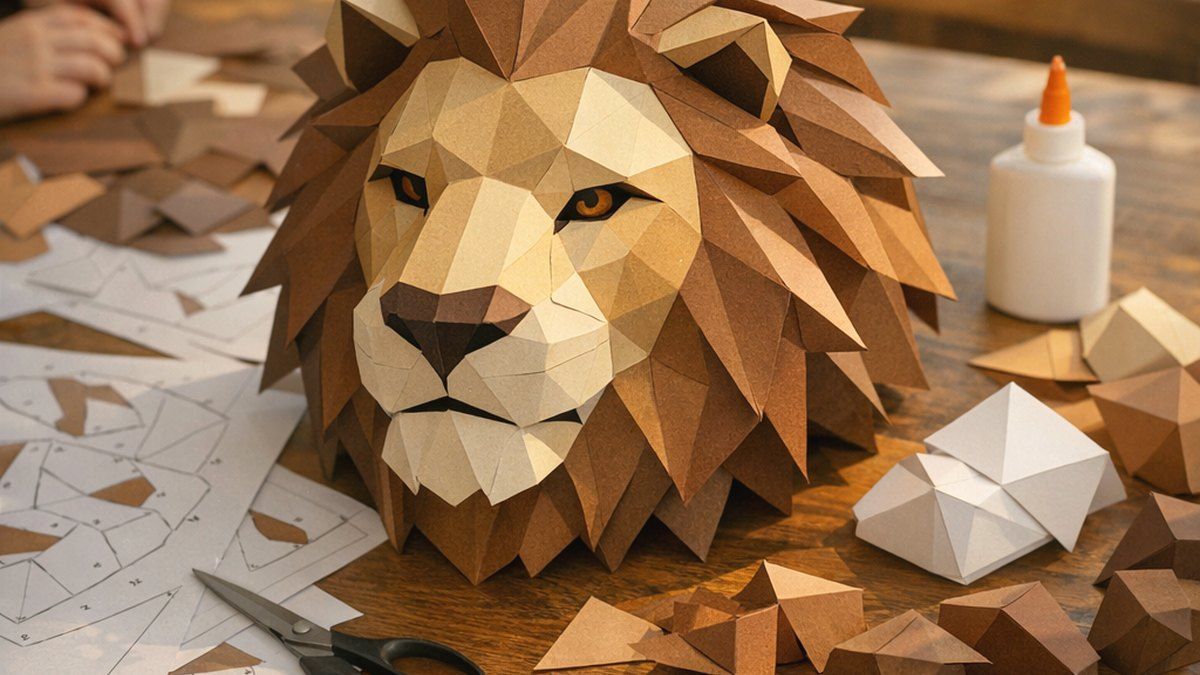 Ilustración editorial de papercraft para imprimir