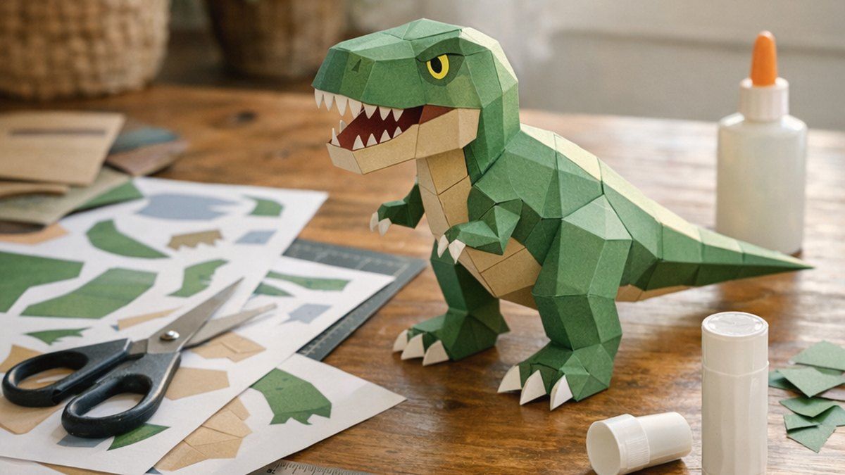 Ilustración editorial de papercraft para imprimir