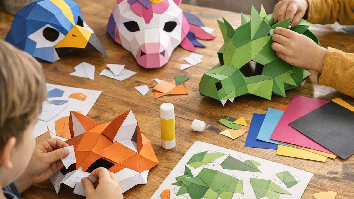 Cómo hacer caretas 3D de papel para niños fáciles y seguras