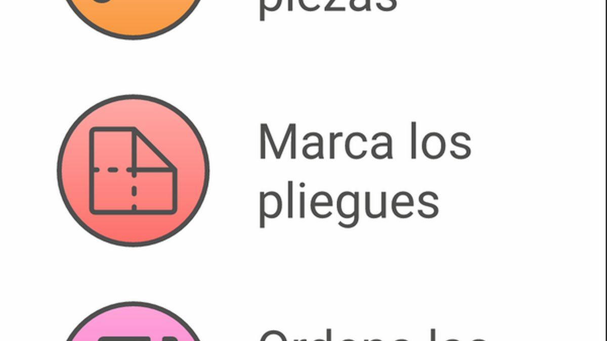Resumen visual de pasos para montar un low poly papercraft