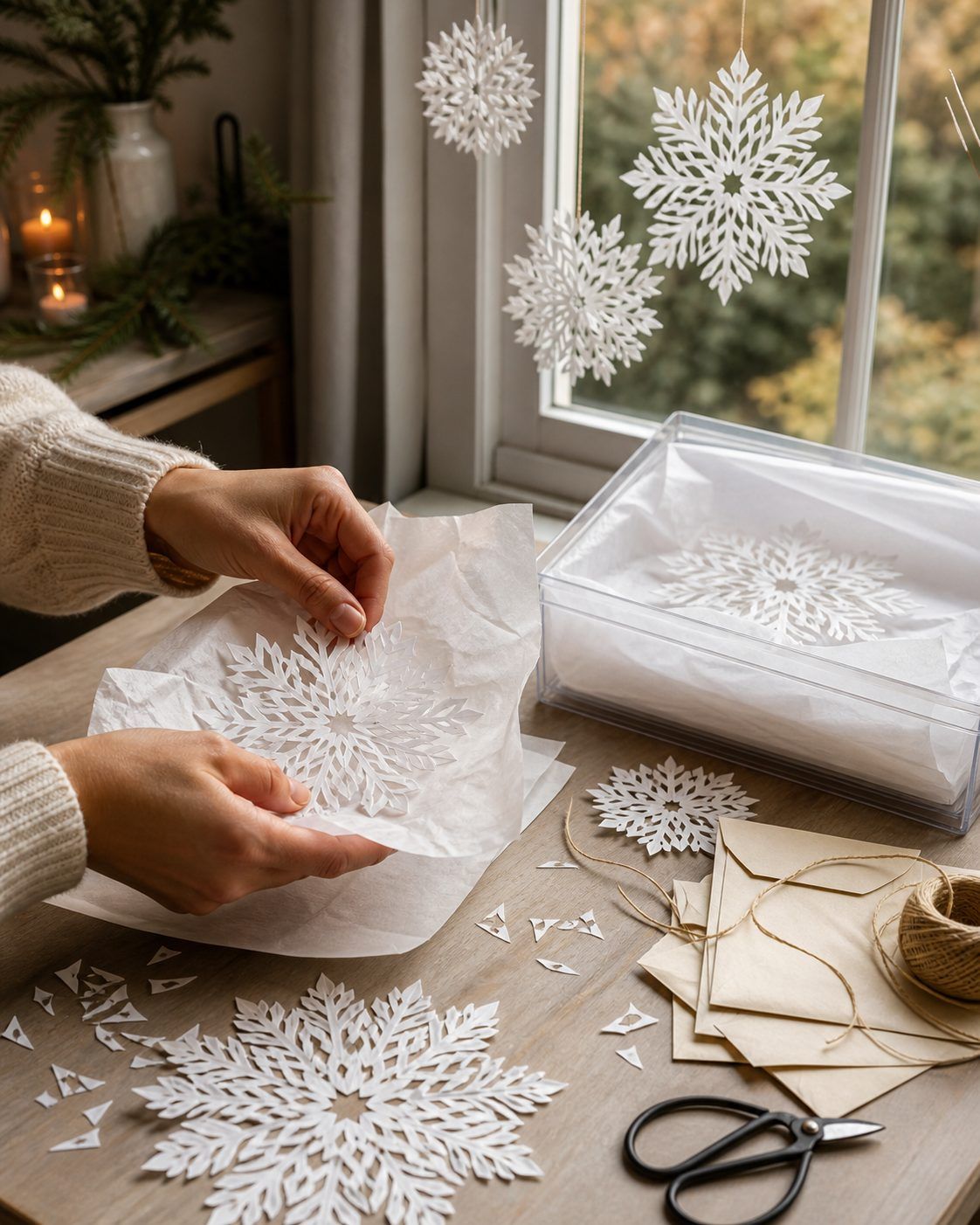 Cómo decorar con copos de papel y conservarlos