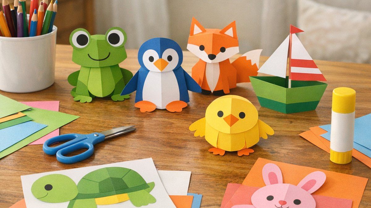 Las figuras sencillas de papel para niños facilitan tardes creativas