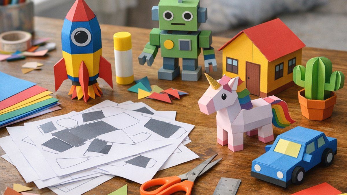 Las manualidades 3D con papel convierten plantillas en volumen