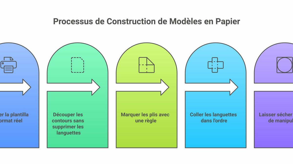 Étapes de montage d’une plantilla 3D en papier