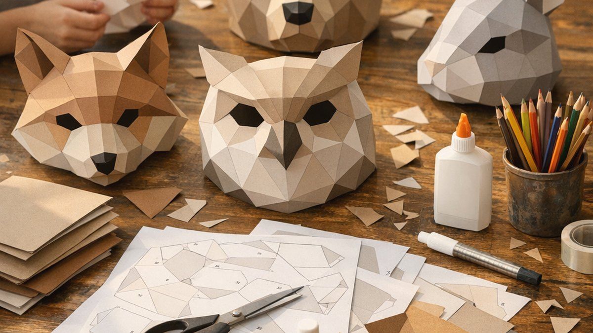 Las máscaras low poly para fiestas se montan sin complicarse