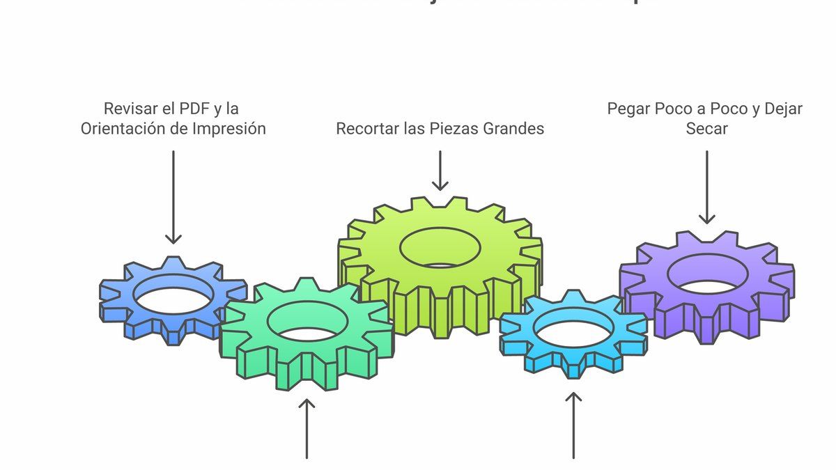 Resumen visual de pasos para armar un avión imprimible