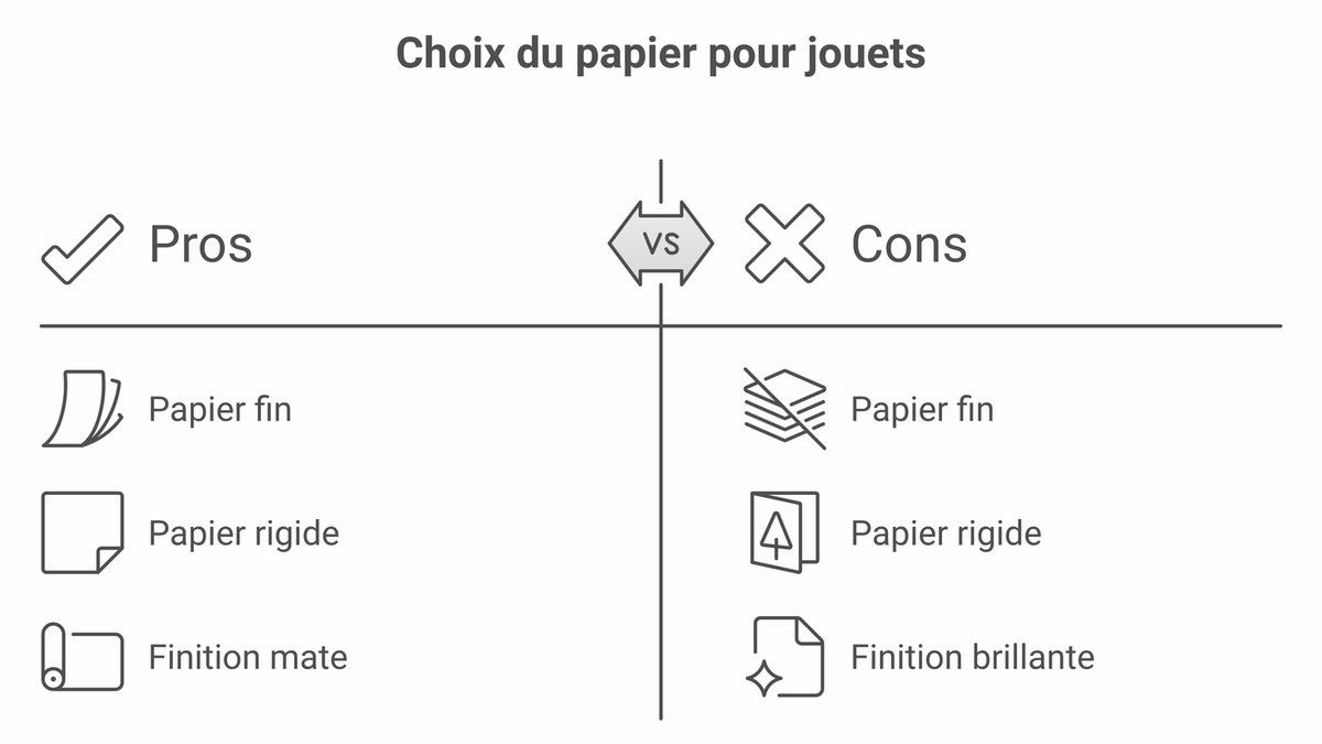 Comparaison des types de papier pour jouets imprimables