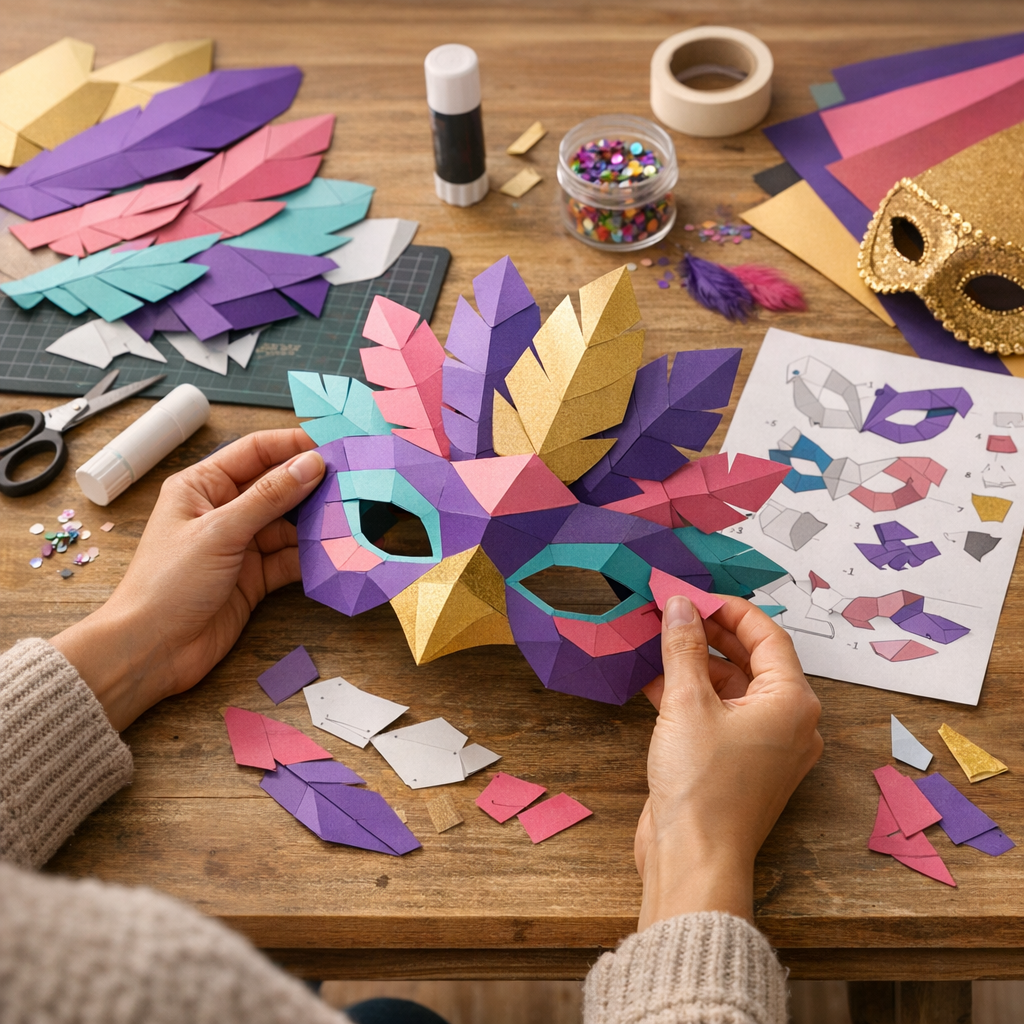 Cómo montar una máscara de carnaval papercraft paso a paso