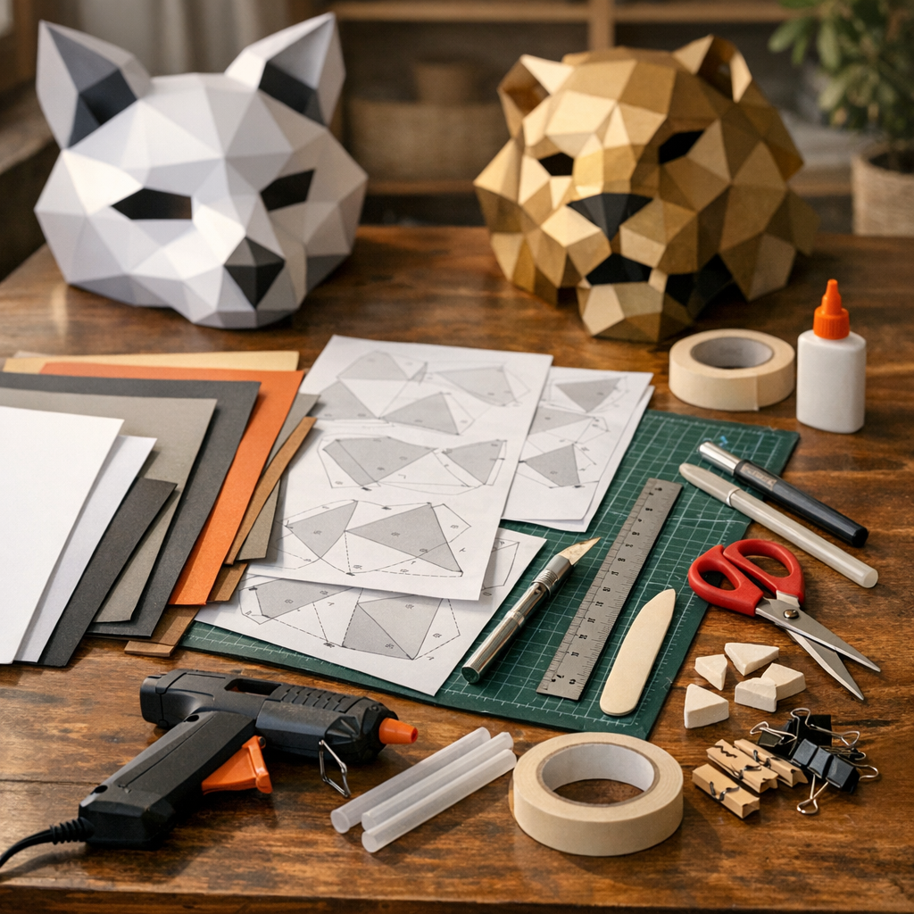 Materiales recomendados para imprimir y montar máscaras low poly