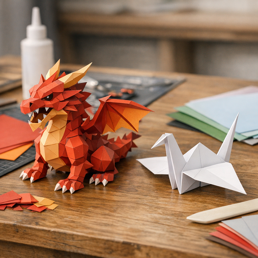 Cuándo una figura de papel 3D es papercraft y no origami