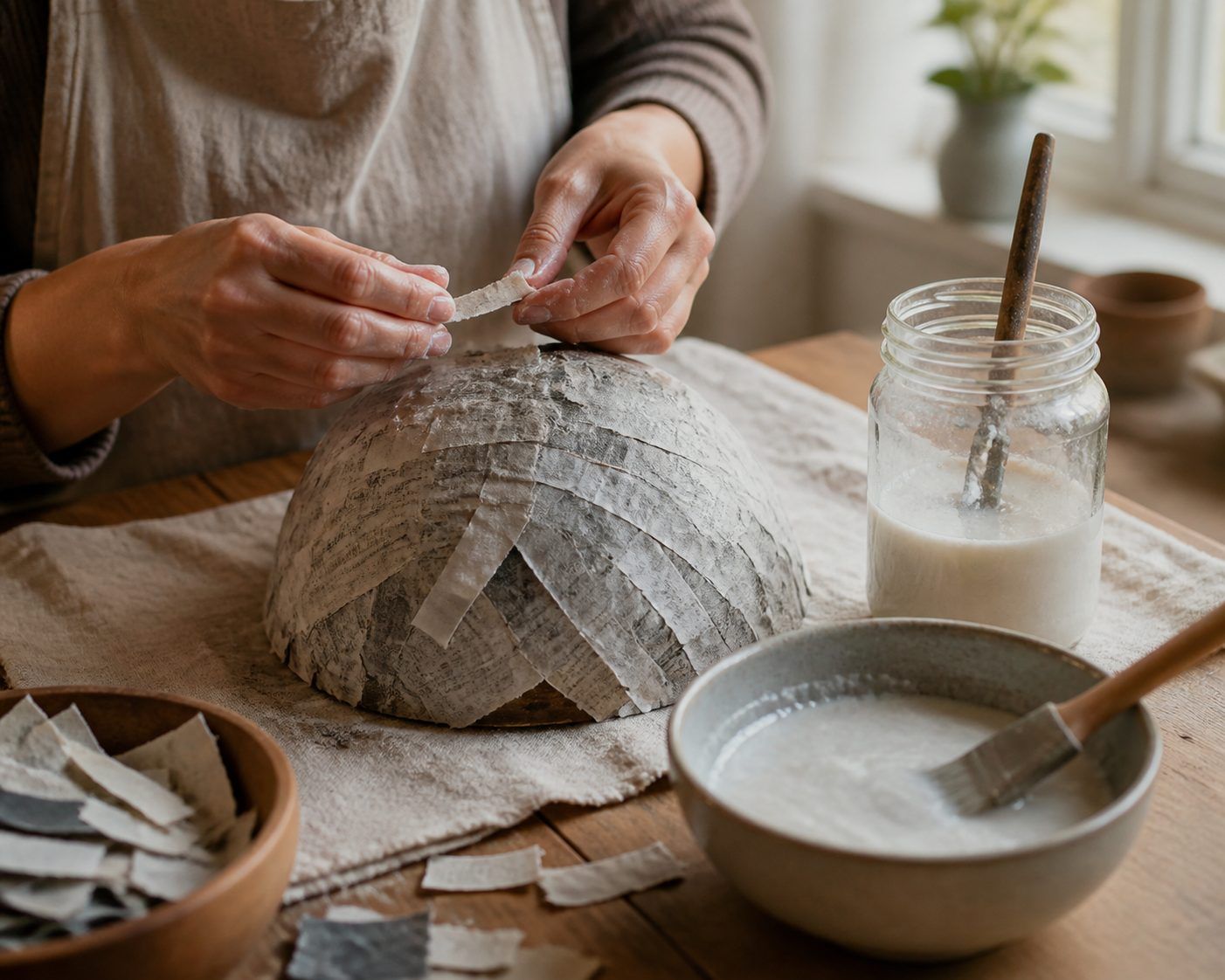 Cómo hacer papel maché sencillo con tiras o pasta