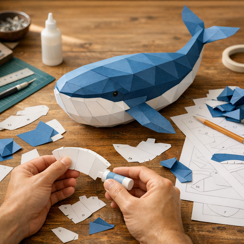 Cómo montar una ballena de papercraft paso a paso