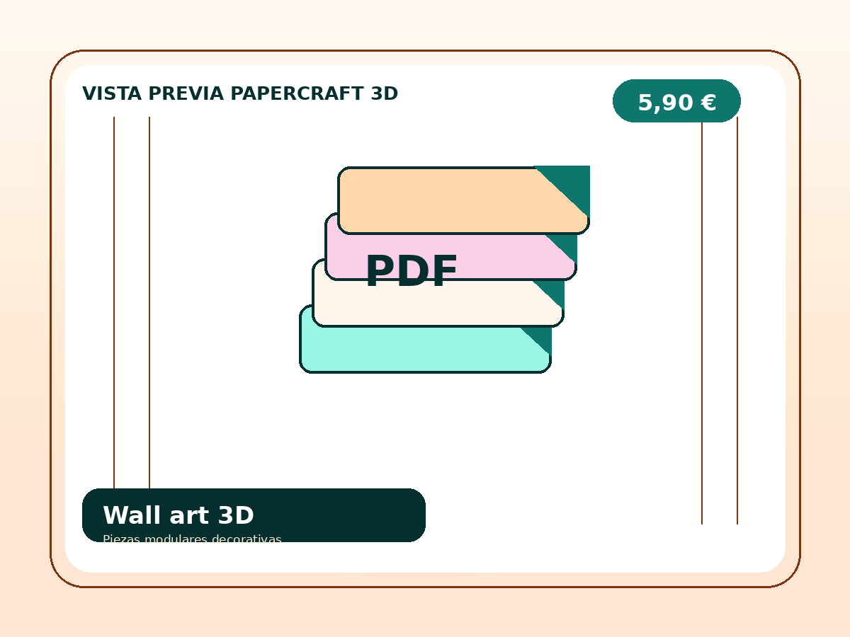 Vista de montaje de Decoración pared papercraft 3D