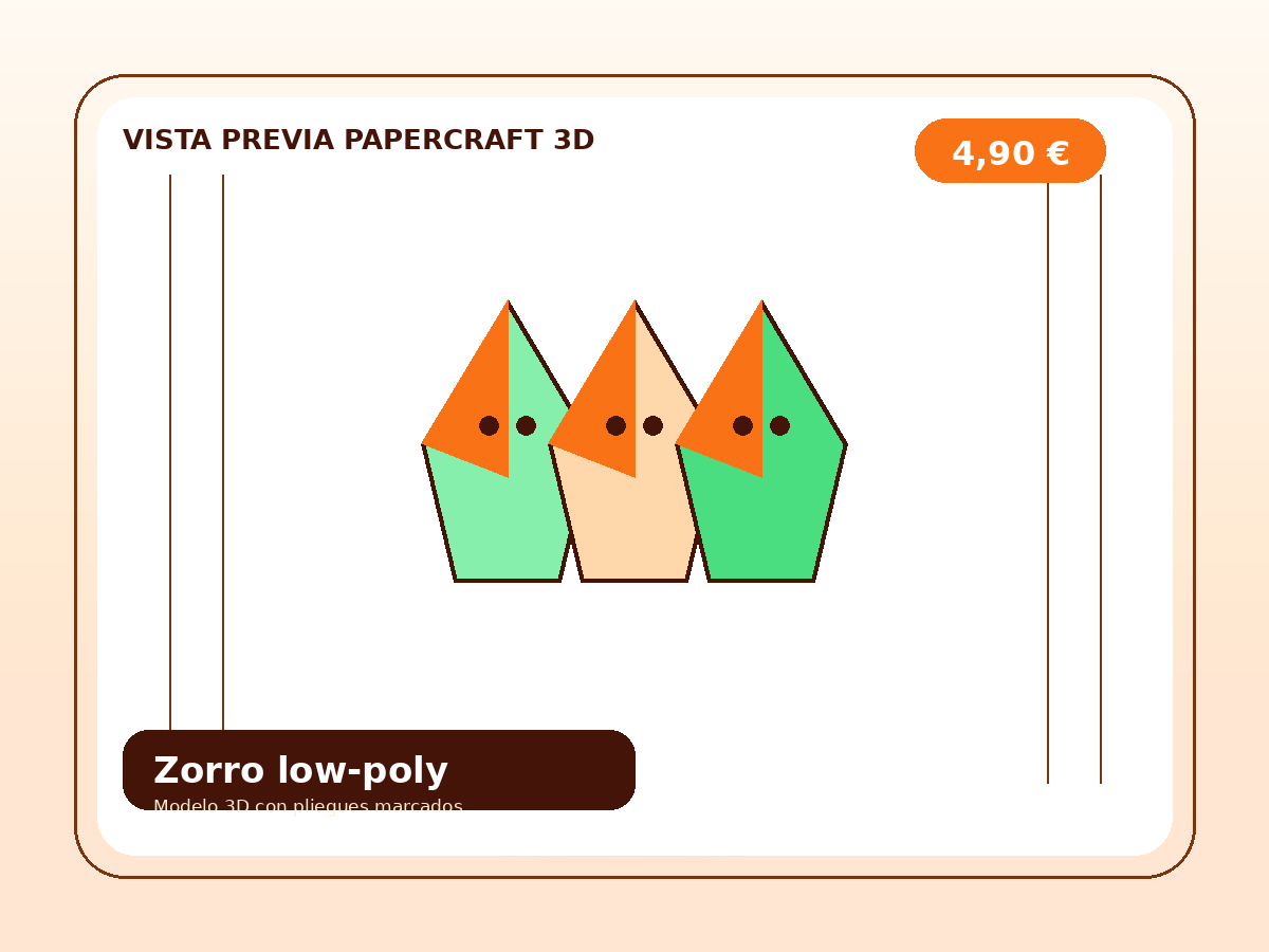 Vista de montaje de Kit zorro low poly 3D PDF