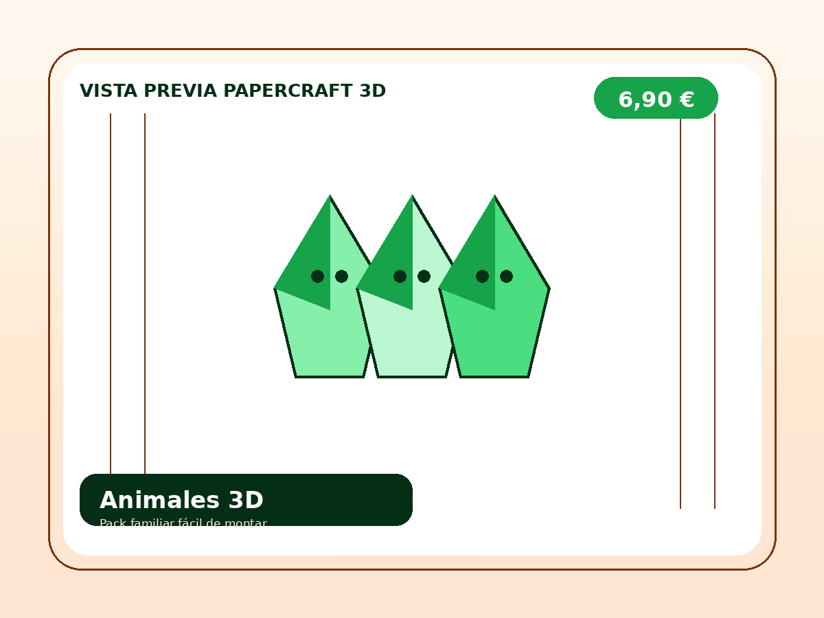Vista previa ilustrada de Pack animales papercraft para niños