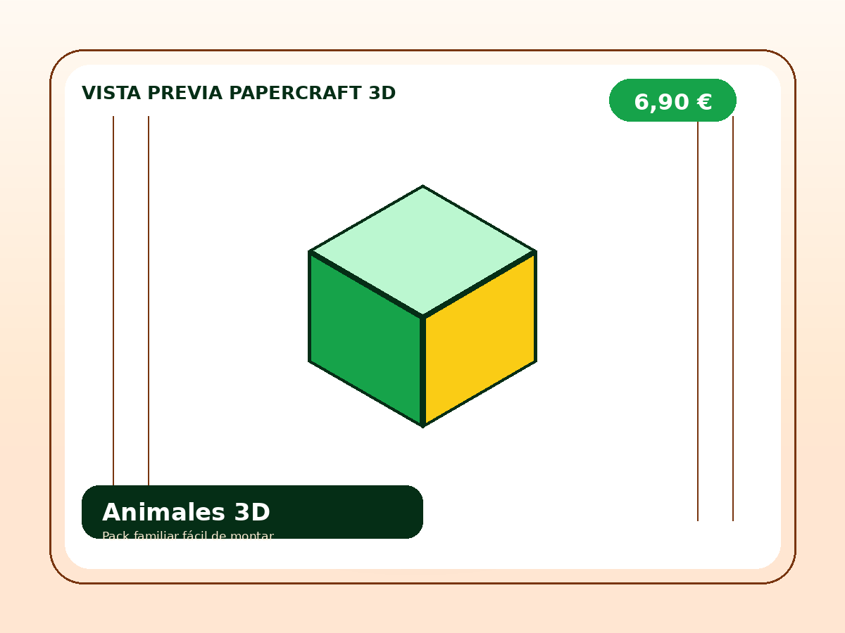 Vista de montaje de Pack animales papercraft para niños