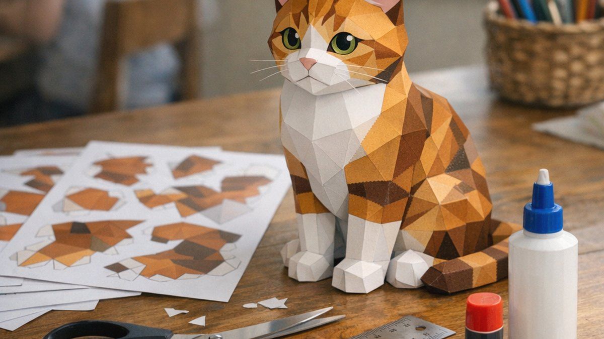 Un cat papercraft PDF facilita crear un gato 3D en papel