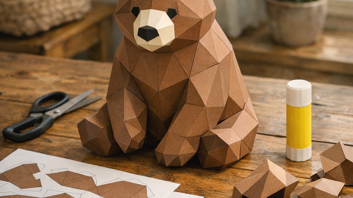 Un oso papercraft PDF te ayuda a crear una figura de papel